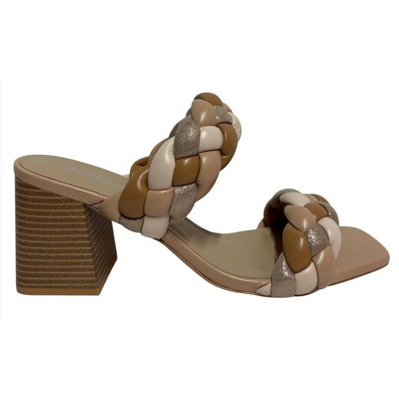 Soda Shoes - SODA / Buggy-S / Braided / Block Heel / Sandals With Square / Toe & Multi-Tone /